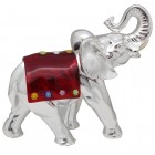Статуэтка "Слон с красной накидкой", посеребрение
