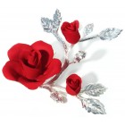 Красная роза из фарфора с бутонами, малая