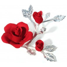Красная роза из фарфора с бутонами, малая