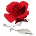 Красная роза из фарфора с посеребрением