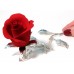 Красная роза из фарфора с посеребрением, малая