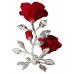 Красные розы из фарфора с бутоном, посеребрение